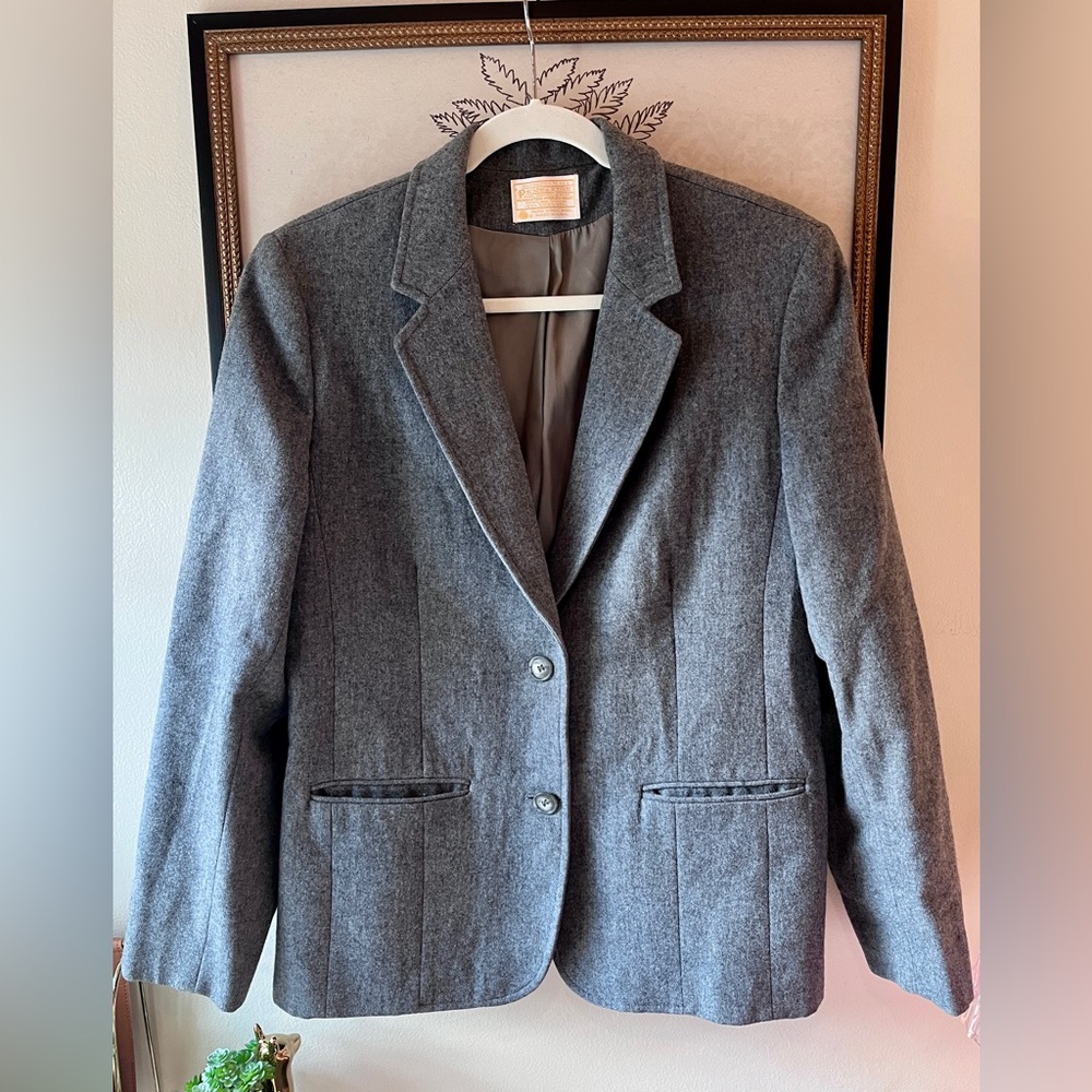 Pendleton Vintage 100% Wool Blazer Jacket Women’s 16 Gray USA Minimalist Classic - Picture 2 of 7